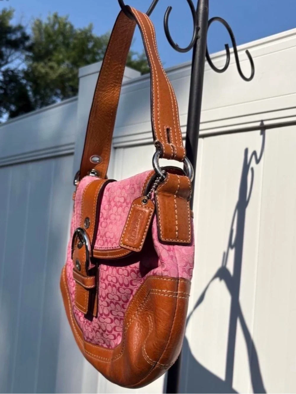 Medium size Coach Soho Signature C Shoulder Bag *Pink/Brown*